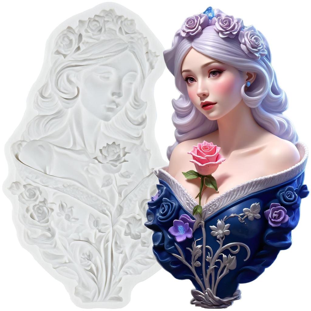 Goddess Silicone Molds Flower Lady Fondant Mold Cake Decorating Tools Cupcake Topper Chocolate Candy Craft Gum Paste Polymer Clay