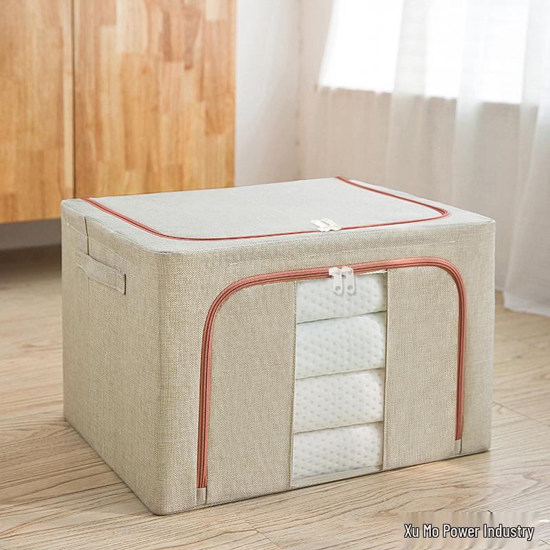 Clothes and Quilt Storage Box - Foldable Cotton & Linen Wardrobe Organizer