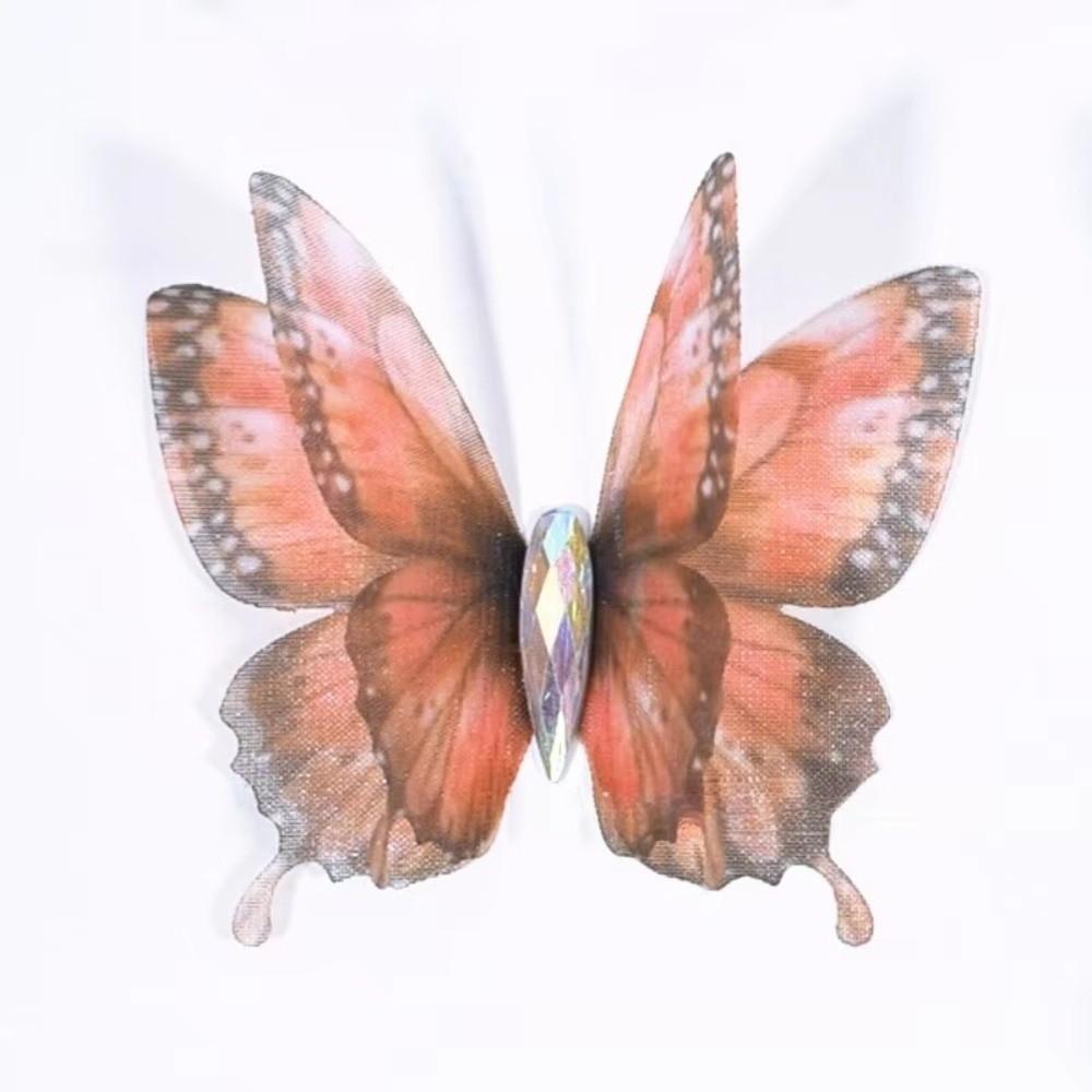 50Pcs 3D Organza Fabric Butterfly Appliques Colorful Double-layer Chiffon Tulle Butterfly Patches Translucent