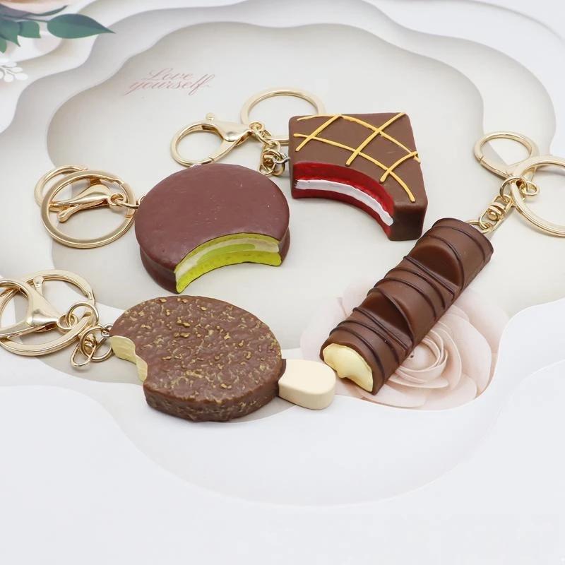 1Pcs Cute Ice Cream Keychain Mini Simulation Chocolate Pendant Versatile Bag Charm For Daily Decoration