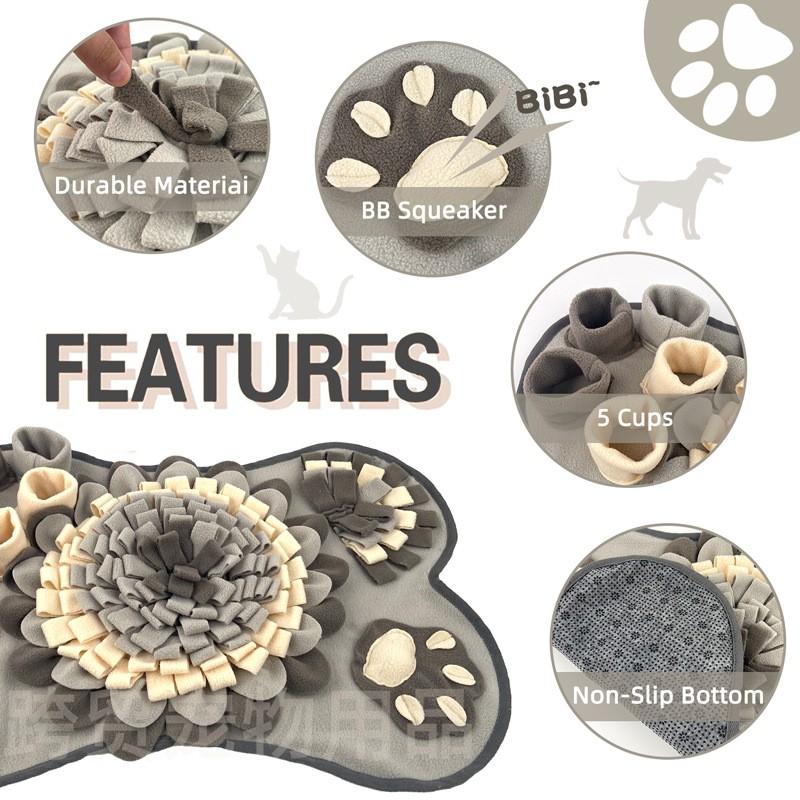 Dog Snuffle Mat Slow Feeding Mental Stimulation - Washable Fleece Puzzle Toy Dogs Cats 64x43cm