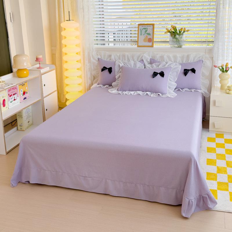 Class A Maternal And Infant Grade Girl Wind Princess Wind Seersucker Bed 4Pcs Set Of Bubble Cotton Lace Four Pieces