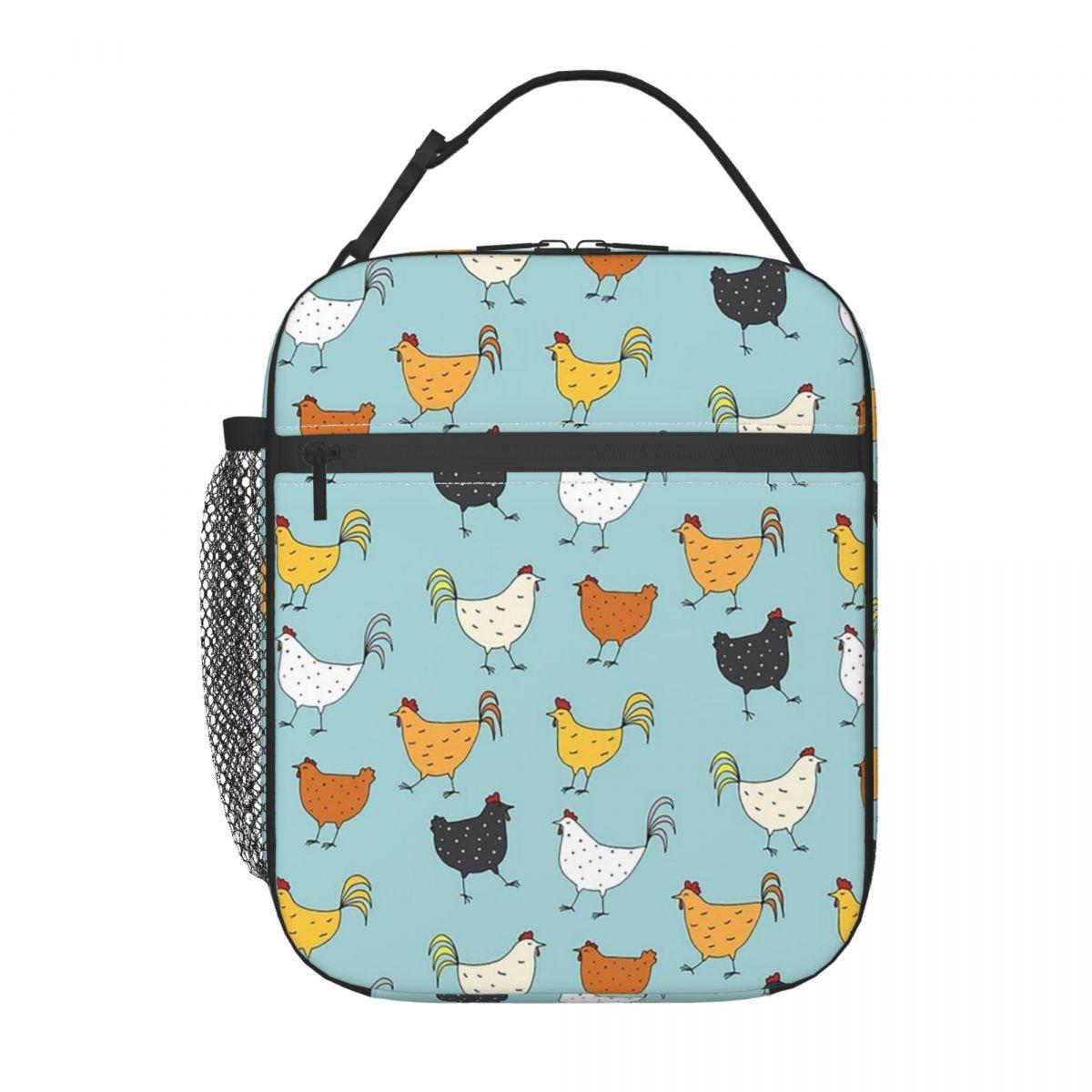 Sac à lunch isotherme motif poulet pour femmes enfants Boîtes alimentaires portables Boîte à lunch thermique Sac fourre-tout One Size