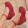 Multicolor Round Toe Women's High Heel Pumps Suede Ankle Strap Platform Shoes Spring Autumn Casual Shoes for Women Size 36-43