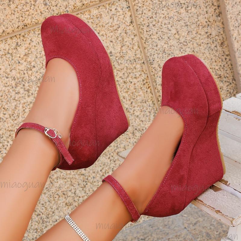 Multicolor Round Toe Women's High Heel Pumps Suede Ankle Strap Platform Shoes Spring Autumn Casual Shoes for Women Size 36-43