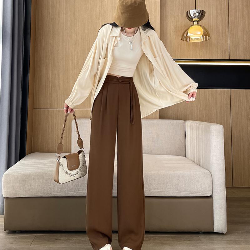Black Suit Pants High-End Feel Draped New Spring and Autumn Chinese Style New Chinese Style Narrow Straight Wide-Leg Pants for Women