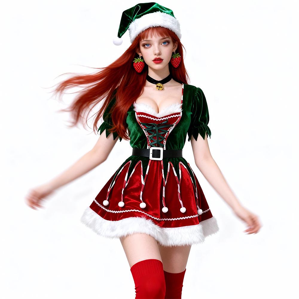 Sexy Green Elf Christmas Cosplay Costume