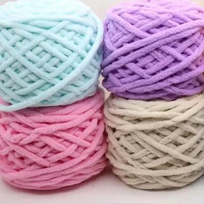 4*100G Chenille Yarn 100% Polyester Vegan Chunky Jumbo Knitting Materials Scarves Blankets