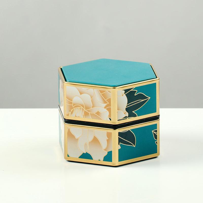 Creative Hexagonal Teapot Tin Can Chinese Tinplate Tea Storage Tank Sealed Portable Tea Box Empty Can Tea Set Accessories