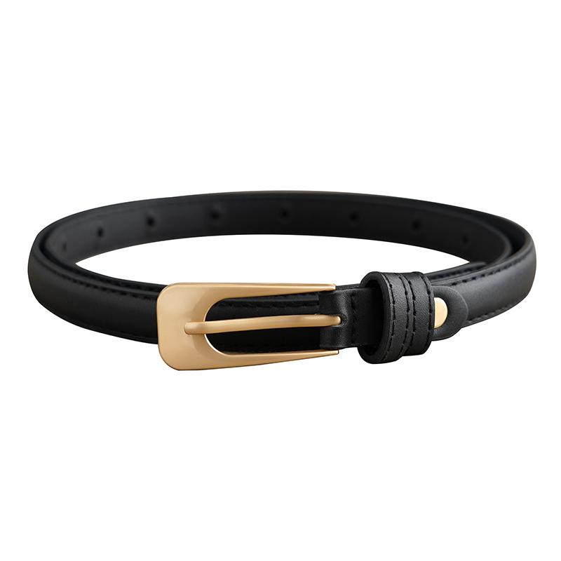 

Новый женский ремень Минималистичный модный тонкий ремень Высококачественный повседневный универсальный ремень с пуговицами для юбок и джинсов Женские ремни чёрный