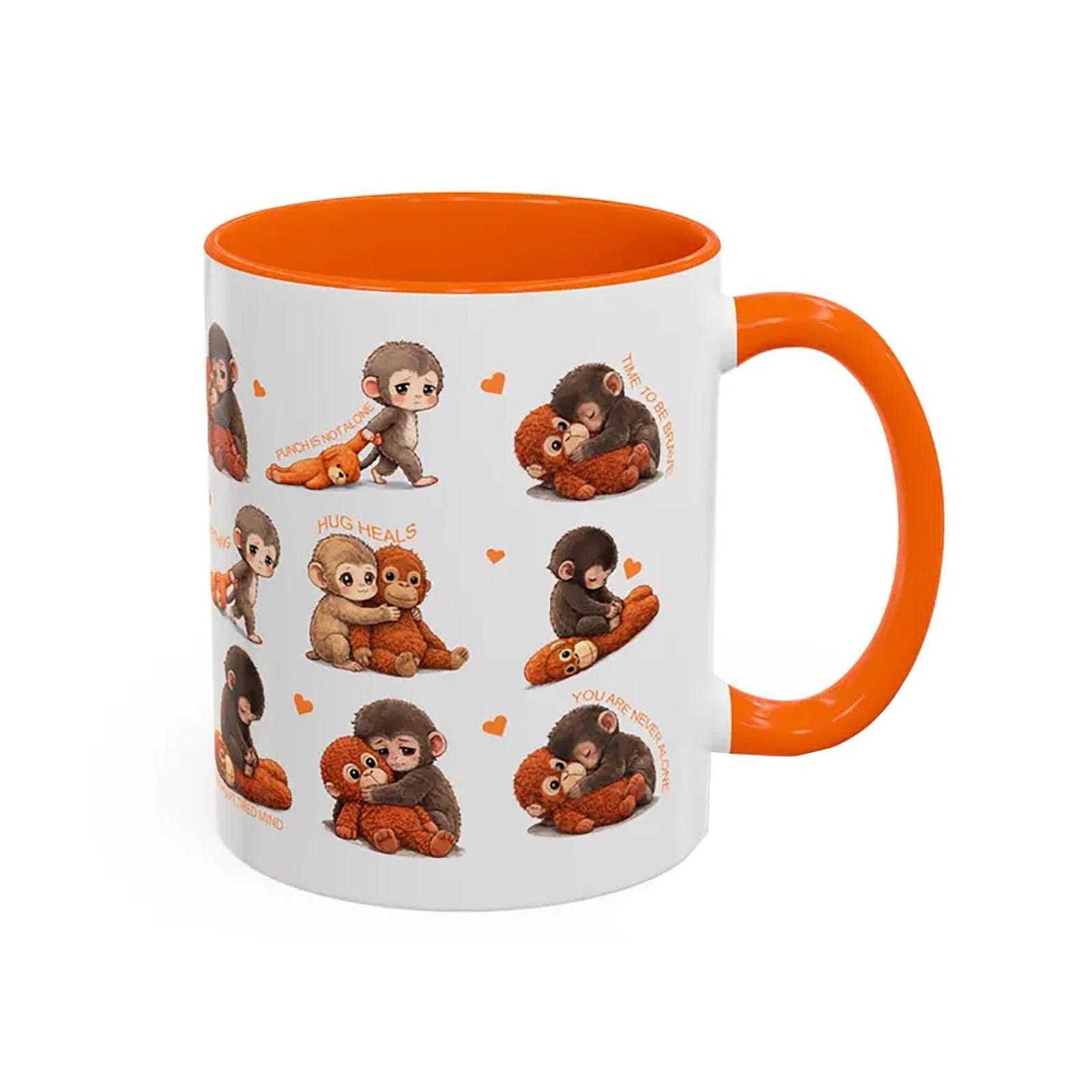 Baby Monkey Plush Toy Mug, Viral Monkey Punch Mug, Animal Lover Gift, Punch Meme Mug, Monkey Graphic Mug, Team Punch Mug, Sad Monkey Mug One Size