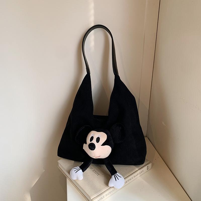 Leisure Commuting Large Capacity New Autumn and Winter Shoulder Bag Mickey Doll Tote Bag чёрный