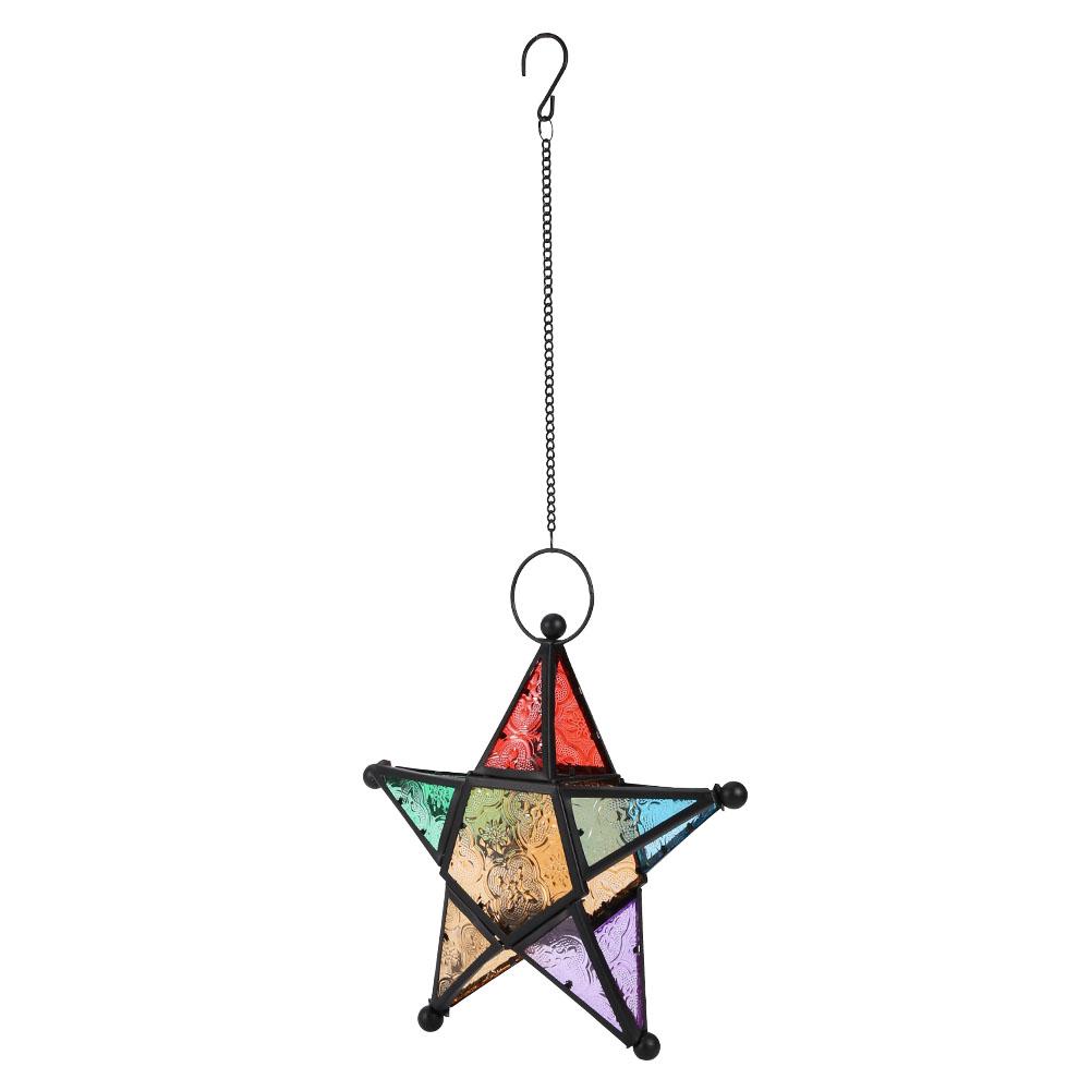 

Марокканский Железный Стиль Цветные Стаканы Фонарь Сад Улица Терраса Украшение(черный) чёрный