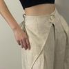 Spring and Autumn Women's Casual Pleated Wide Leg Pants Linen Texture Loose High Waist Trousers