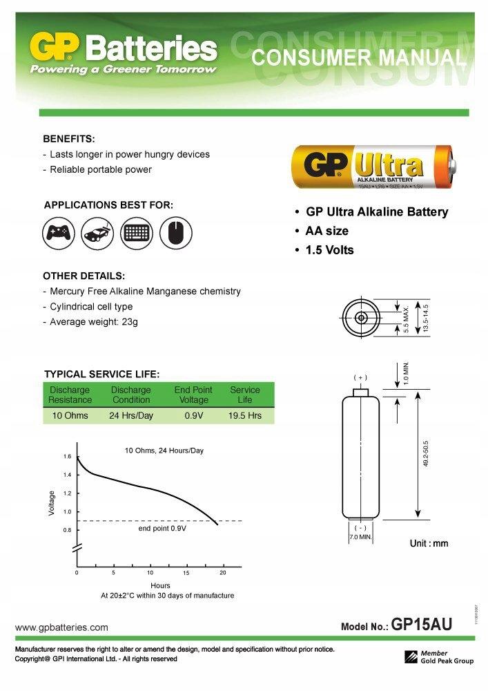 Ultra Alkaline Aa Lr6 Battery 1.5V 4 Pieces