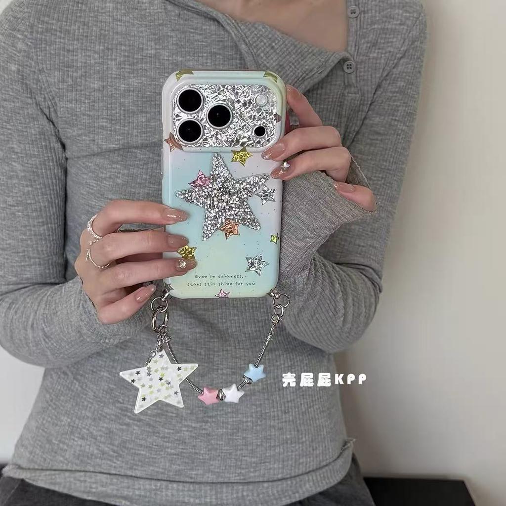 Simple Smudge Silver Diamond Star Ins15 Suitable for 17pro Apple 17ProMax Mobile Phone Case iPhone16Pro