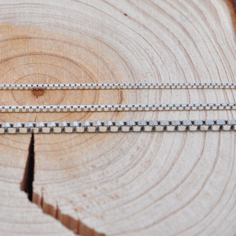 Real 925 Sterling Silver Box Chain for Jewelry Accessories Making Bracelet Necklace