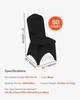 50pcs Black Polyester Spandex Party Chair Covers Decotation Solemn Easy Clean