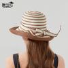 Summer Striped Sun Hat Women Outdoor Outing Beach Sun Hat Fashion Straw Bucket Hat