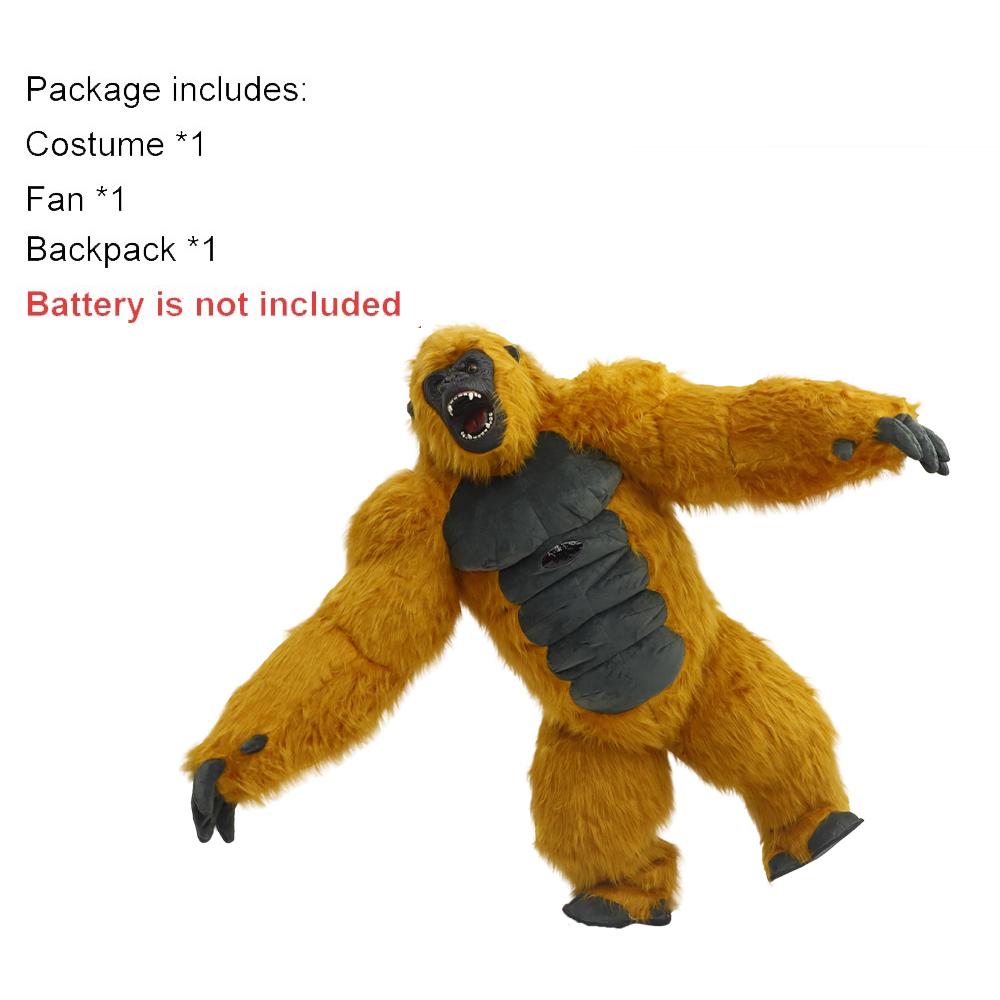 Adult Inflatable King Kong Costume Colorful Plush Gorilla Suit for Halloween Carnival Party Mascot Dress Up
