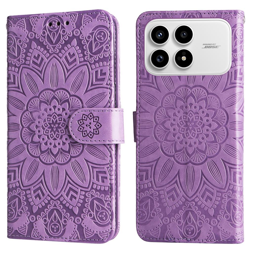 For Xiaomi Redmi K90 5G/Poco F8 Pro Case Sunflower Imprint Leather Wallet Phone Cover