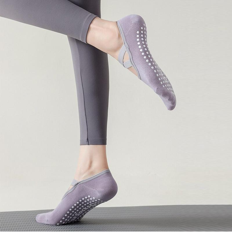 4 Pairs Yoga Socks for Women Bandage Pilates Non-Slip Grip Socks Backless Breathable Fitness Sports Ballet Dance Floor Socks