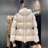 Abrigo de plumón con capucha de invierno de moda para mujer, grueso y cálido, con cintura ajustable, chaqueta acolchada, prenda exterior holgada