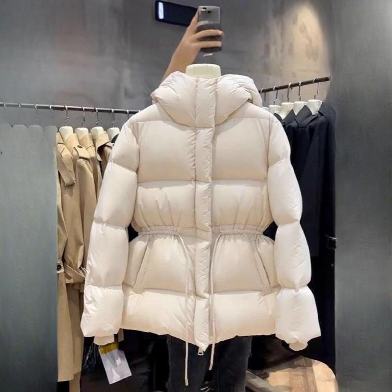 Abrigo de plumón con capucha de invierno de moda para mujer, grueso y cálido, con cintura ajustable, chaqueta acolchada, prenda exterior holgada