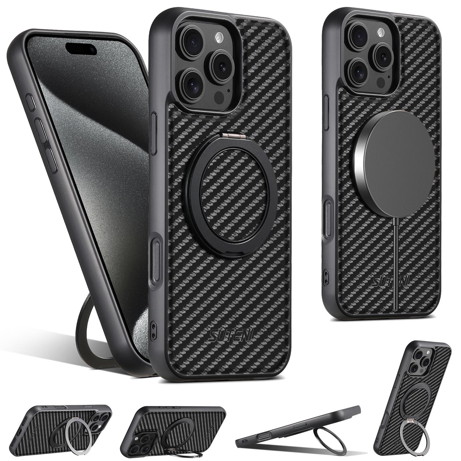 

Magnetic Wireless Charging 360° Rotating Leather Case with Finger Ring for iPhone 16 & Samsung S25 Samsung S24 Ultra