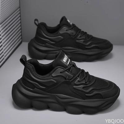 Summer Breathable Mesh New Casual Sports Shoes Men's Running Thick Sole Height Increasing Simple Comfortable Anti Slip Shoes