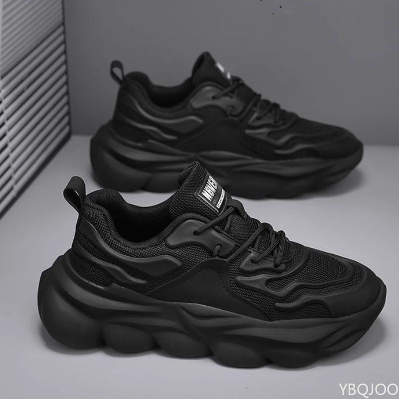 summer breathable mesh new casual sports shoes men's running thick sole height increasing simple comfortable anti slip shoes