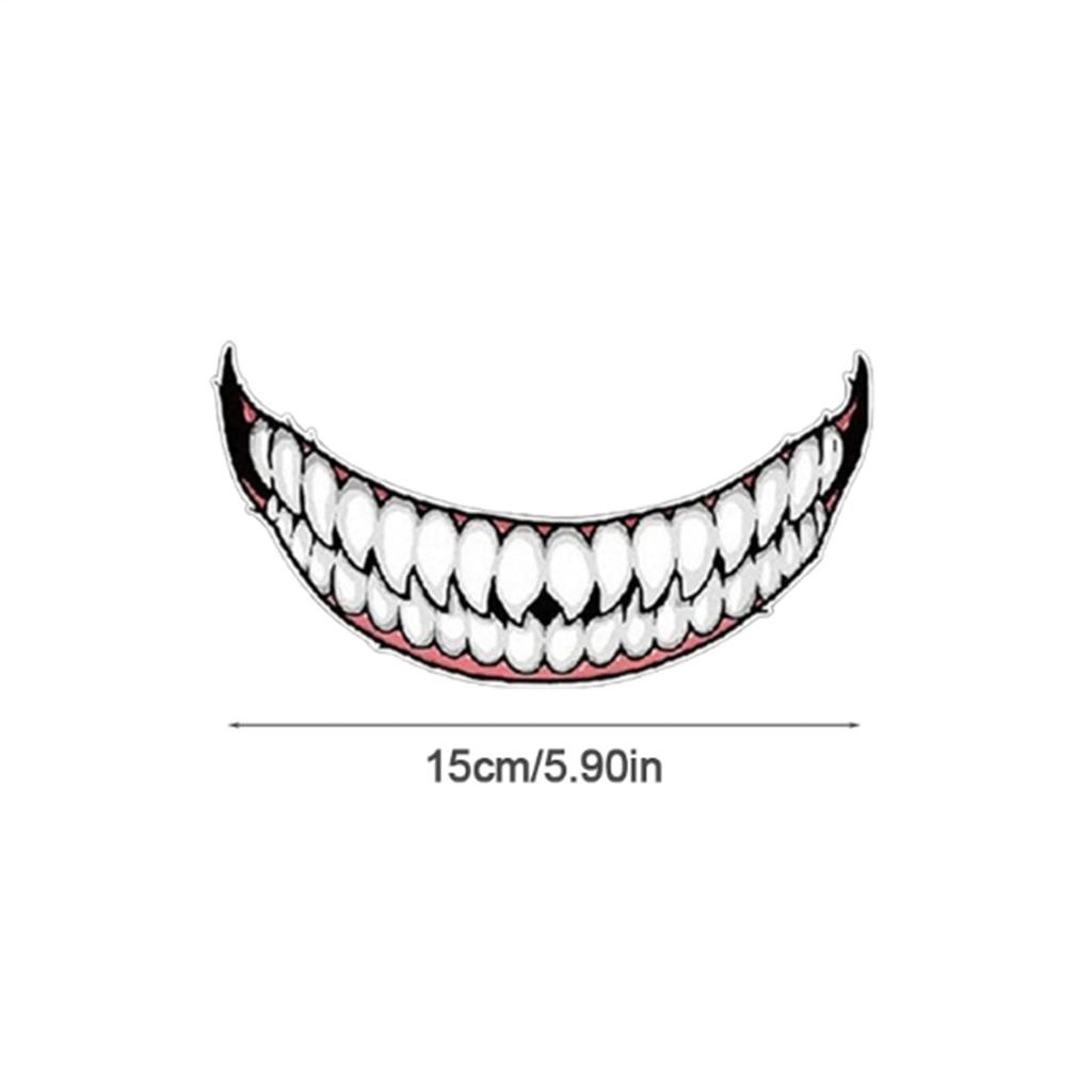 Generic Stickers Reflective Helmet Stickers Evil Teeth Bike Tank Decal Sticker Car 15cm