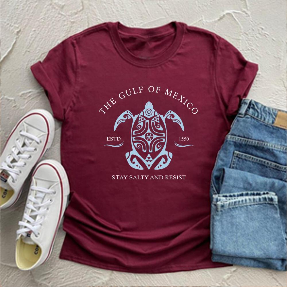 The Gulf of Mexico T-Shirt Gulf Coast Shirt Men Women Stay Salty and Resist T Shirts Trendy Unisex Casual Summer Beach Tshirt