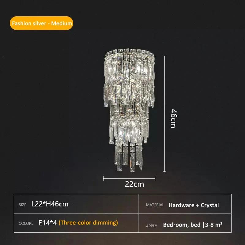 E14 Light Luxury Wall Light Crystal Wall Lamp Decor Living Room Bedroom Bedside Corridor Stairs Fixtures TV Background Sconce