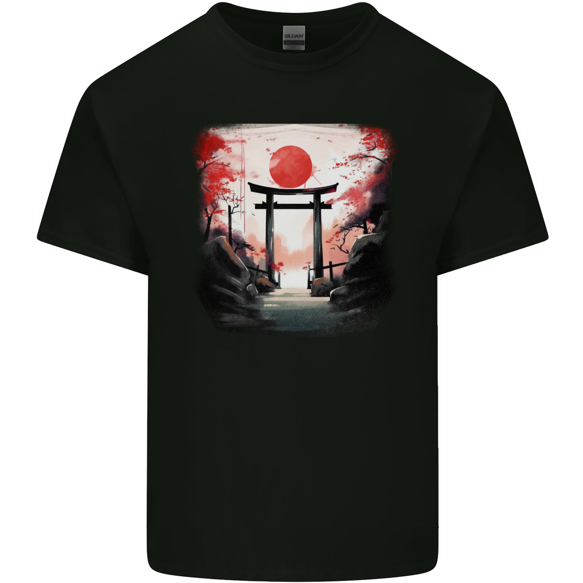 Japanese Tori Gate And Sunset Garden Unisexs Light Cotton Tshirt S