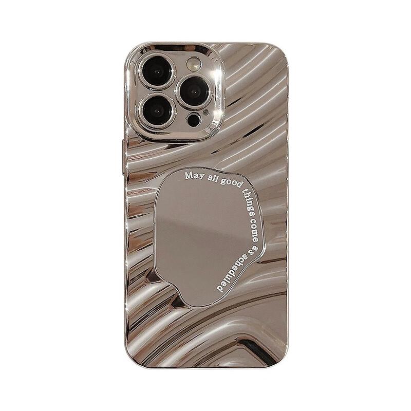 Fumaide Mirror Electroplated Silver Water Ripple Phone Case for iPhone 16 Pro