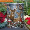 2D Flat, 2D Flat Printing Garden Flag 1pc, Winter Deer And Bird Scene Polyester Garden Flag, Single-Sided Printed Garden Flag, Suitable for Home Decor