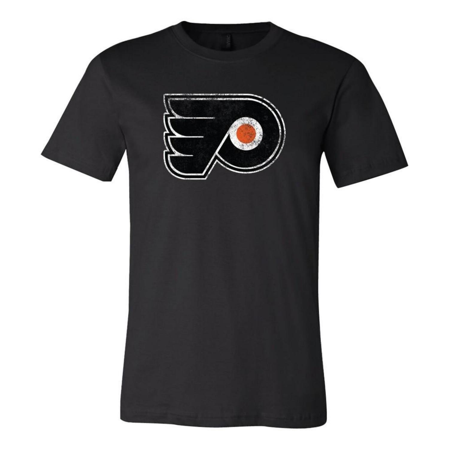 

Футболка с состаренным логотипом Philadelphia Flyers S-6XL Отслеживание!! Футболка Unisex S чёрный