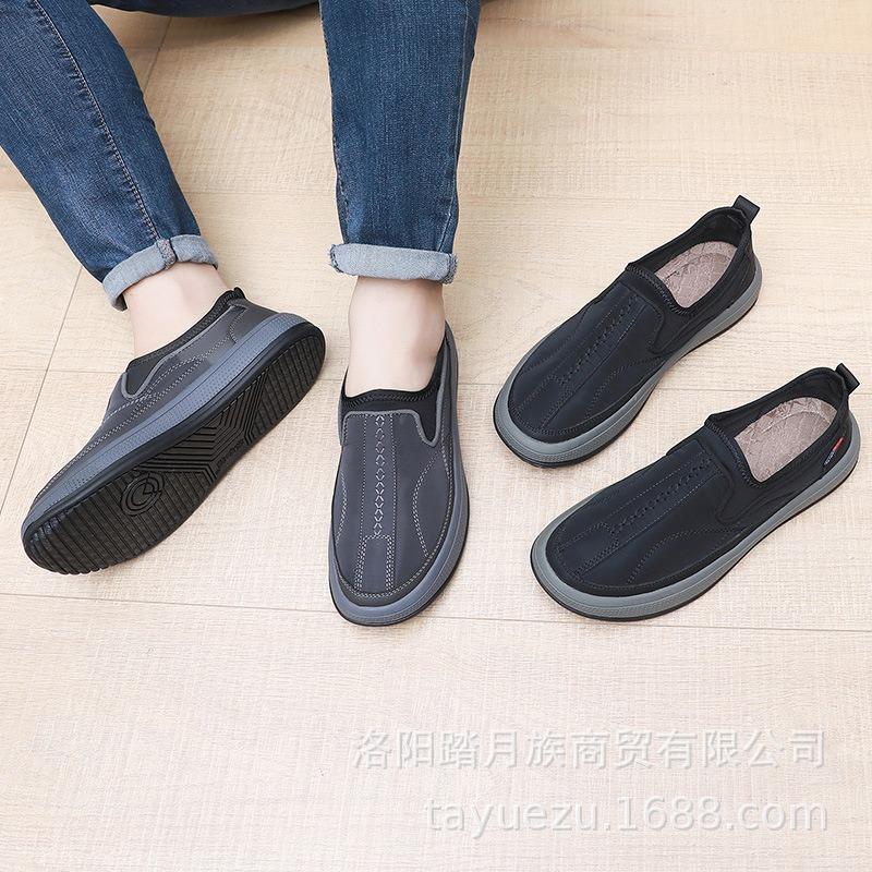 Spring and Autumn New Men's Cloth Shoes Casual and Breathable Dad Shoes Soft Sole Lightweight and Comfortable Middle and Old Stepping Shoes