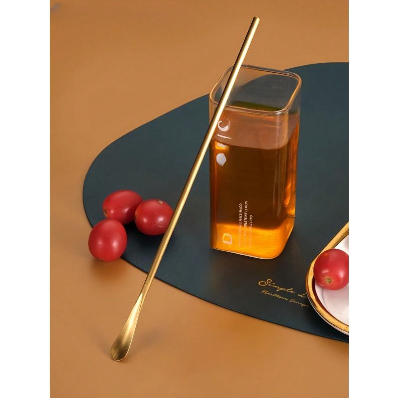 Stainless steel stirring spoon long handle coffee spoon dessert spoon creative ice spoon honey spoon milk tea mixing bar spoon one-size золотой