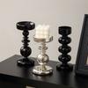 Simple European Style Glass Candle Holders Living Room Modern Decoration Glass Vase Bookshelf Decor Candle Stick Holder