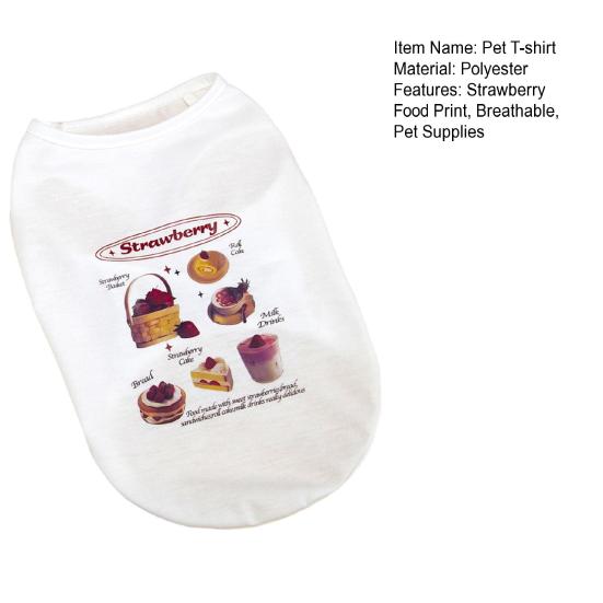 Pet Sleeveless Shirt Strawberry Food Print Pet Tank Top Small Dogs Cats Spring Summer Breathable Clothes Costume Outfit Apparel