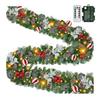 9 FT Christmas Garland with Lights 50 LED Lights 8 Modes Lighted Artificial Pine Garland with Pine Cones Red Berries for Mantel Fireplace Home Decor