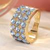 Elegant Inlaid Sea Blue CZ Women's Ring Luxury Gold Color Geometry Daily Wear Party Jewelry Anniversary Gift