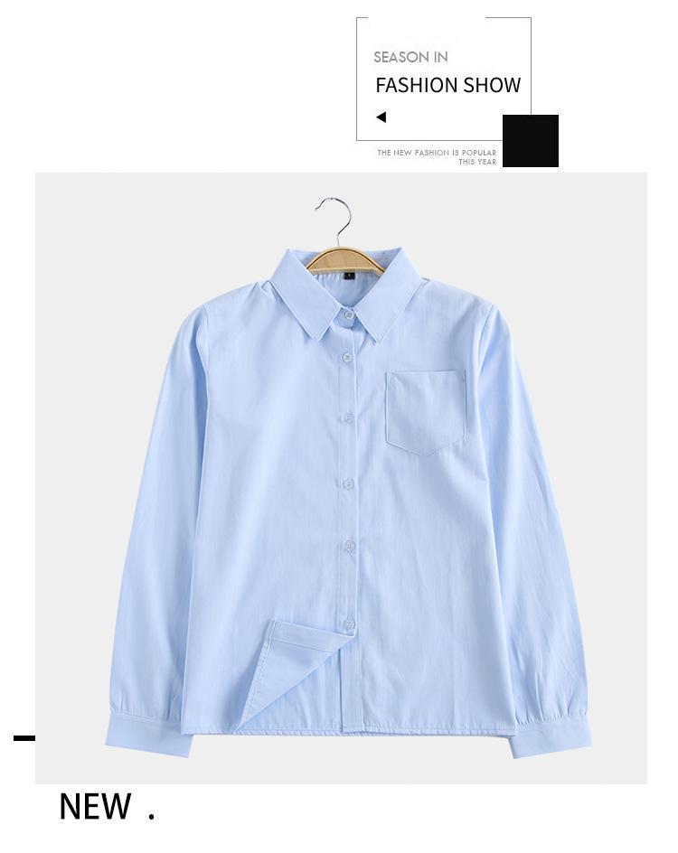 Japanisches JK-Schuluniform-Langarmhemd, weiß, mit spitzem und eckigem Kragen, blickdicht