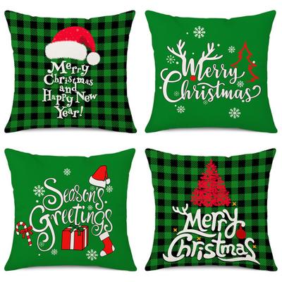 Grüner Weihnachts-Alphabet-Weihnachtsbaum-Druck-Überwurf-Kissenbezug, Heim-Sofa-Kissenbezug