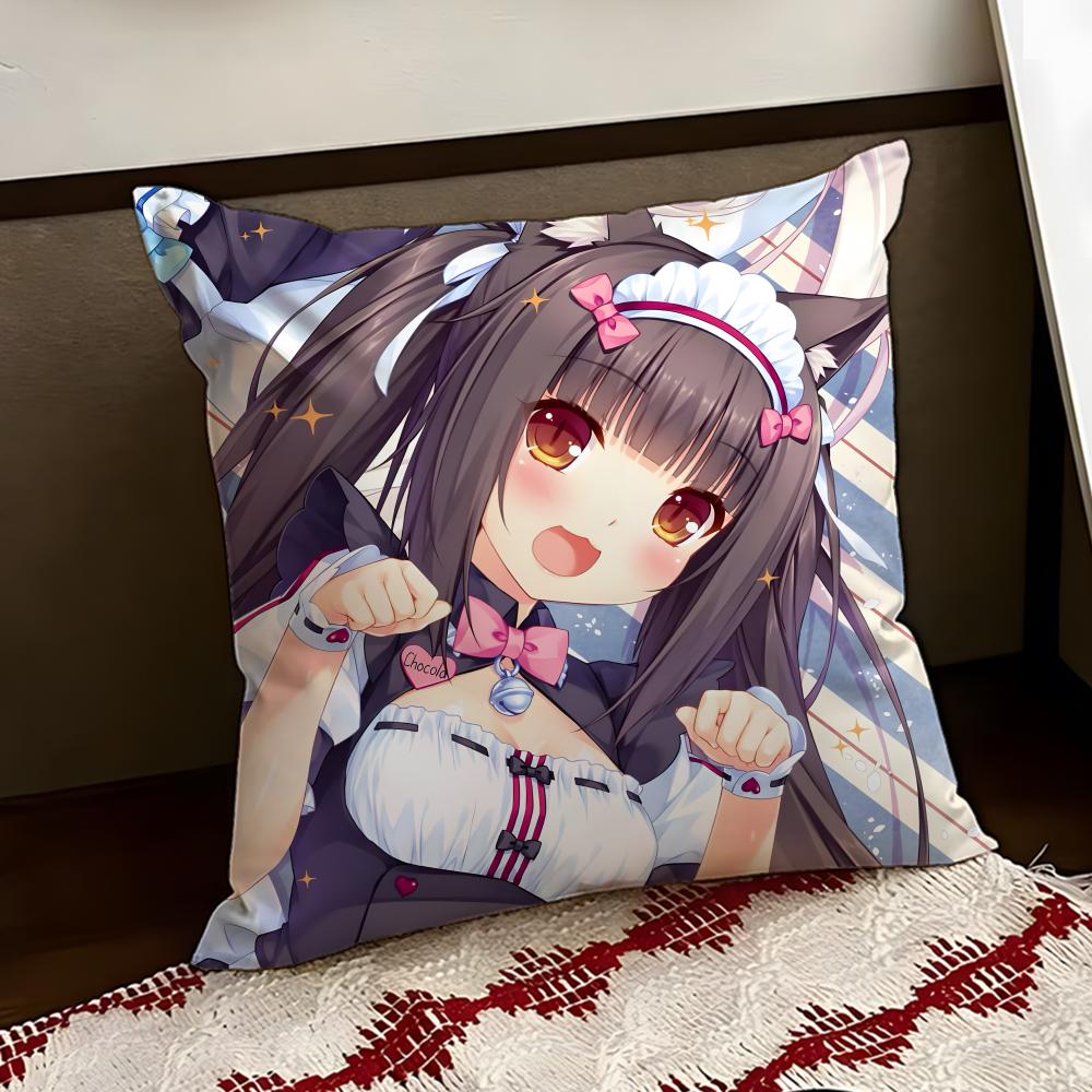 Anime NNekopara Cushion Cover Reversible Soft Durable Pillow Cover Home  Car MultiScene Use for Daily Comfort