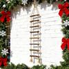 2Pcs Handmade Wooden Ladder Hanging Ornament with Twine Rope for Indoor and Outdoor Christmas Festival Decoration