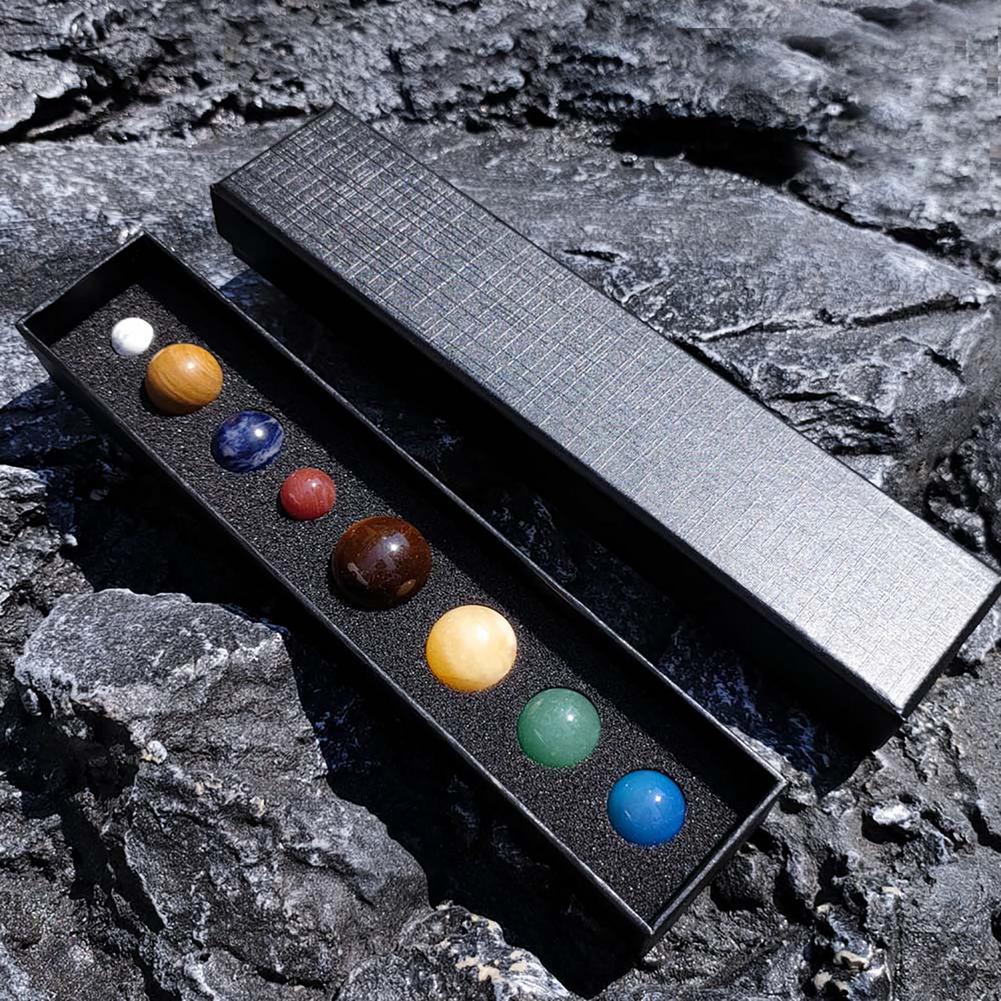 8 Planets Solar Healing Crystal Stones Ball Set Non-engraving Natural Gemstones Collection Personalized Home Offic
