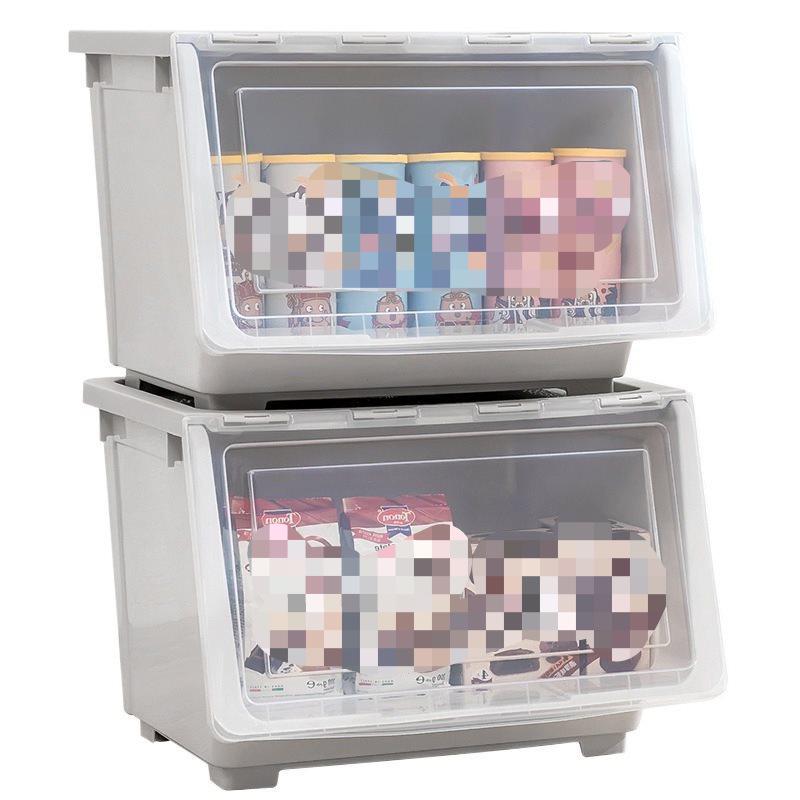 Side-Opening Extra-Large Stackable Plastic Storage Box for Living Room Toys